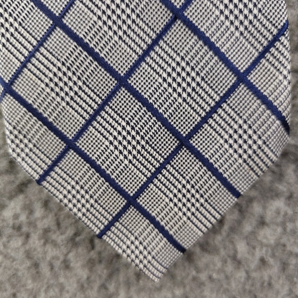 Lauren Ralph Lauren Silk Tie Mens Glen Plaid Blue White W3.5 L:56" EUC